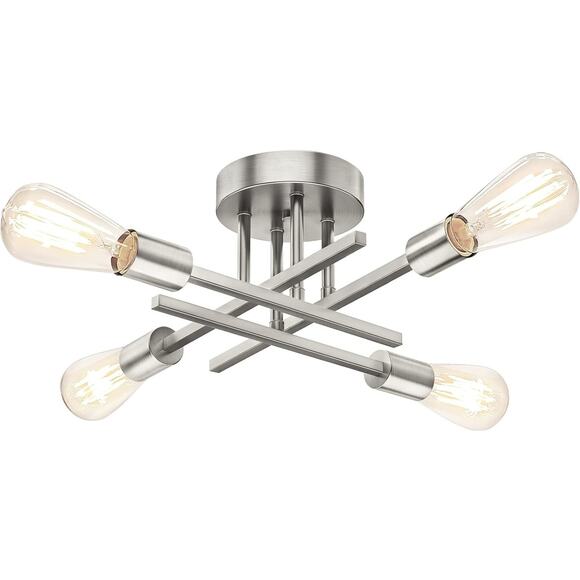 TOBUSA Other - Brushed Nickle Semi Flush Mount Ceiling Lights, 4-Light Modern Industrial